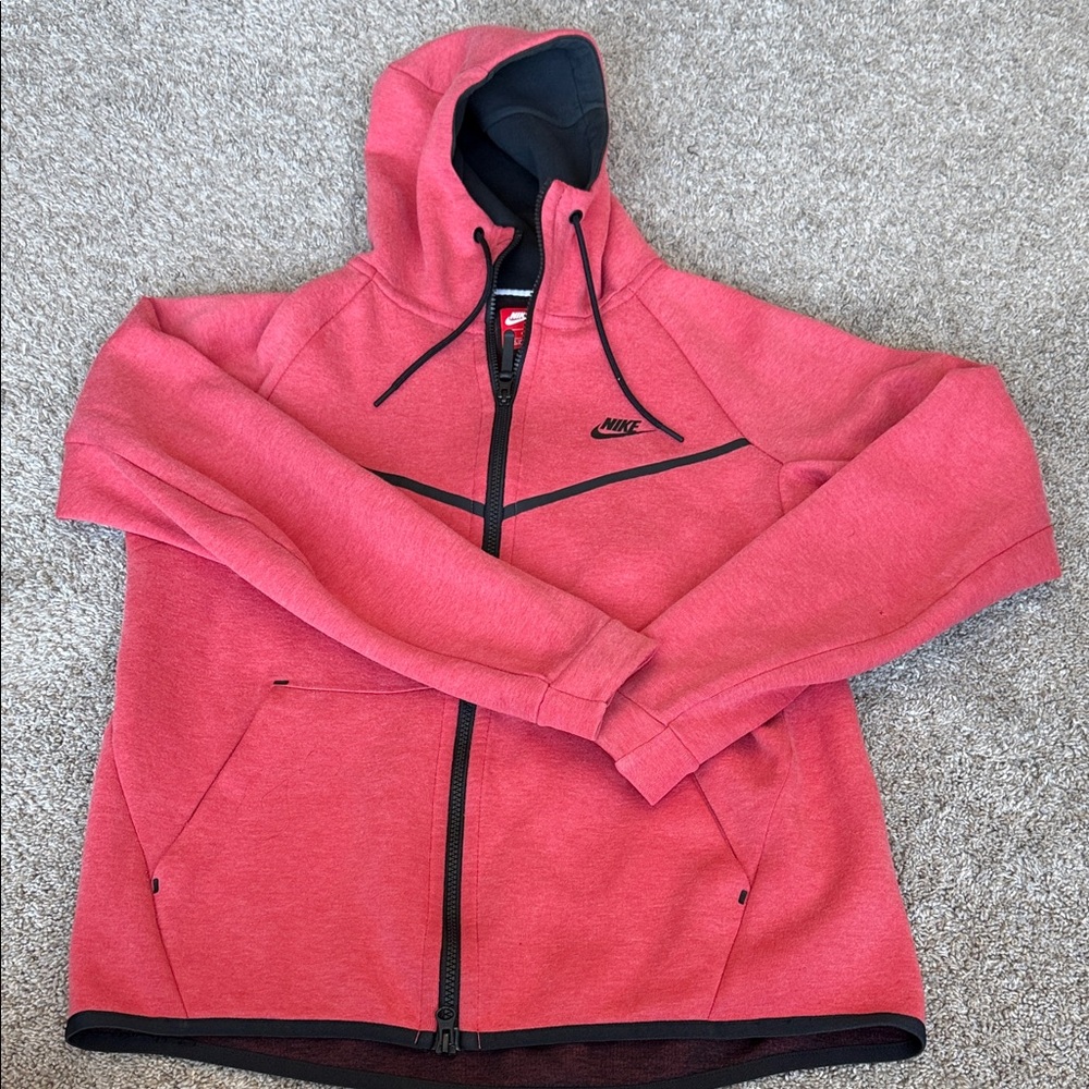 Nike Tech Fleece Full-Zip Hoodie – Style 805144-602 (Red/Black) men’s Medium